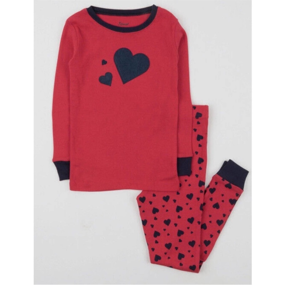 Leveret Red and Blue Cotton Heart Print Pajamas size 8 NEW